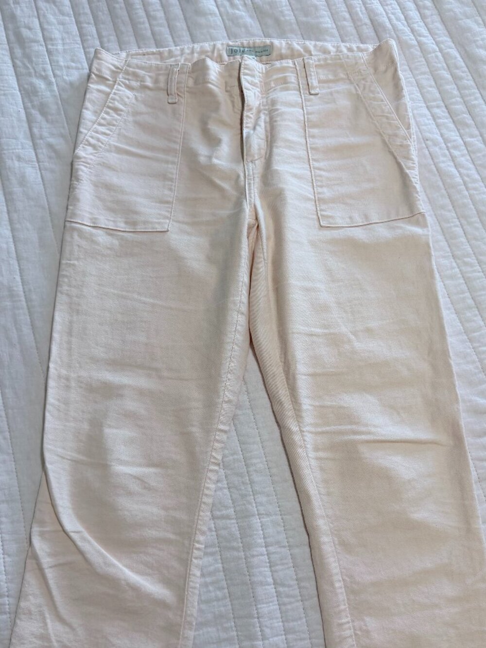 Joie White/pale pink Straight Leg Utility Pants Size 29 Cotton